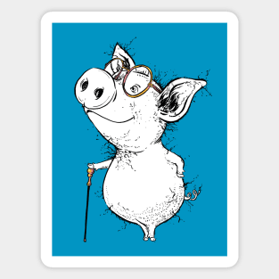 Dapper Little Piggy with Very Smart Glasses Magnet